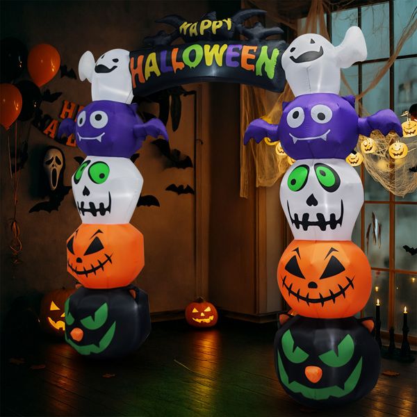 Giant Pumpkin Inflatable Arch Inside with Lights On