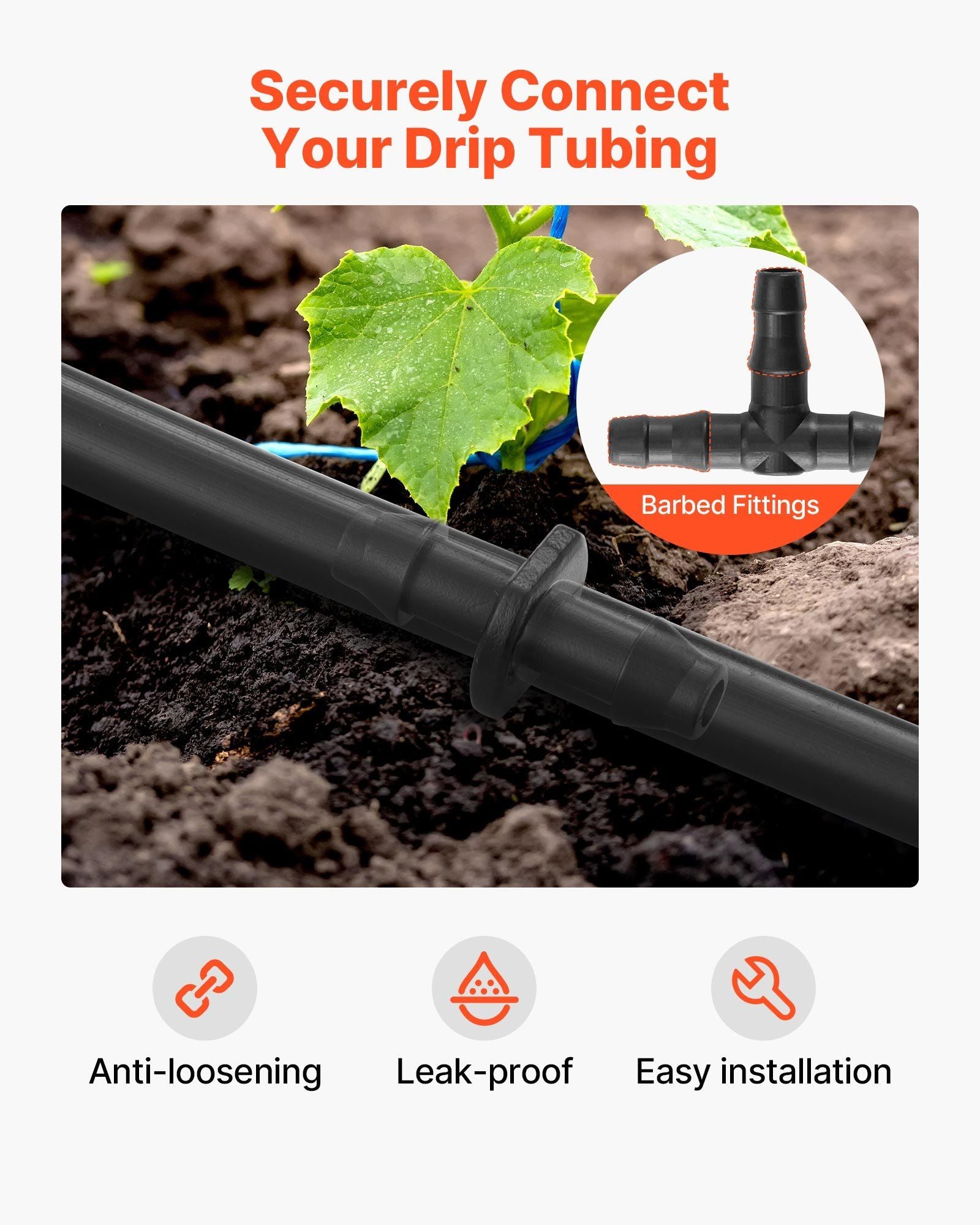 Complete 300Pcs Drip Irrigation Parts Set Shows Fitting In Tubing