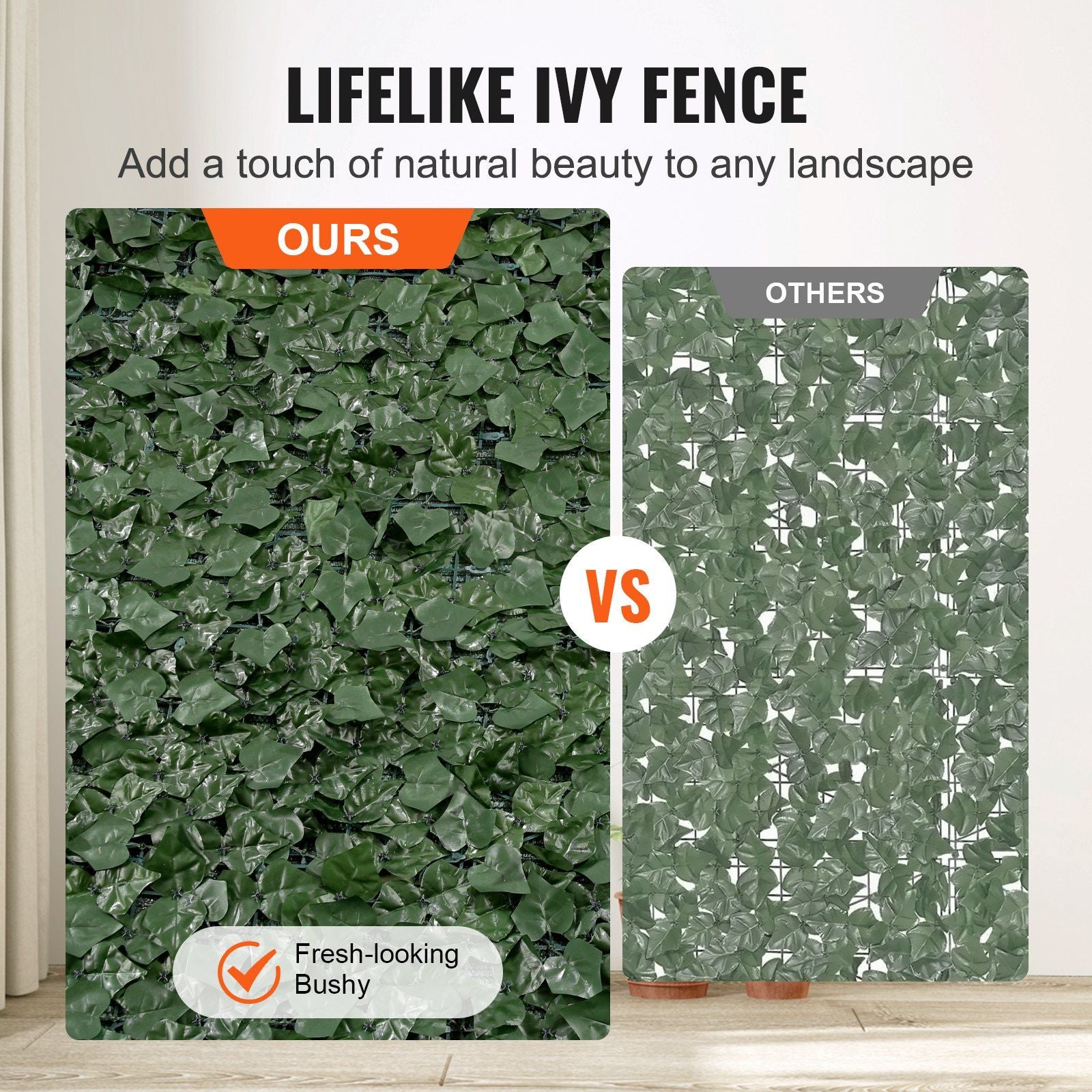 Balcony and Garden Privacy Fence with Artificial Ivy Leaves Comparison to Competitors