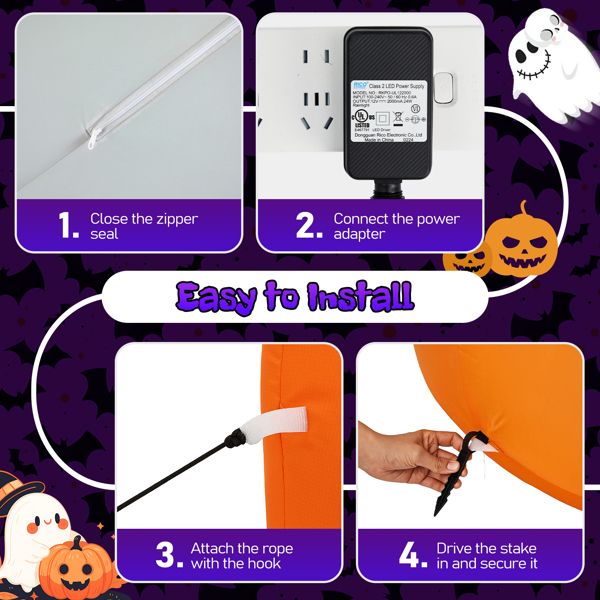 8FT Lighted Halloween Inflatable Pumpkins and Ghost Decoration Instructions