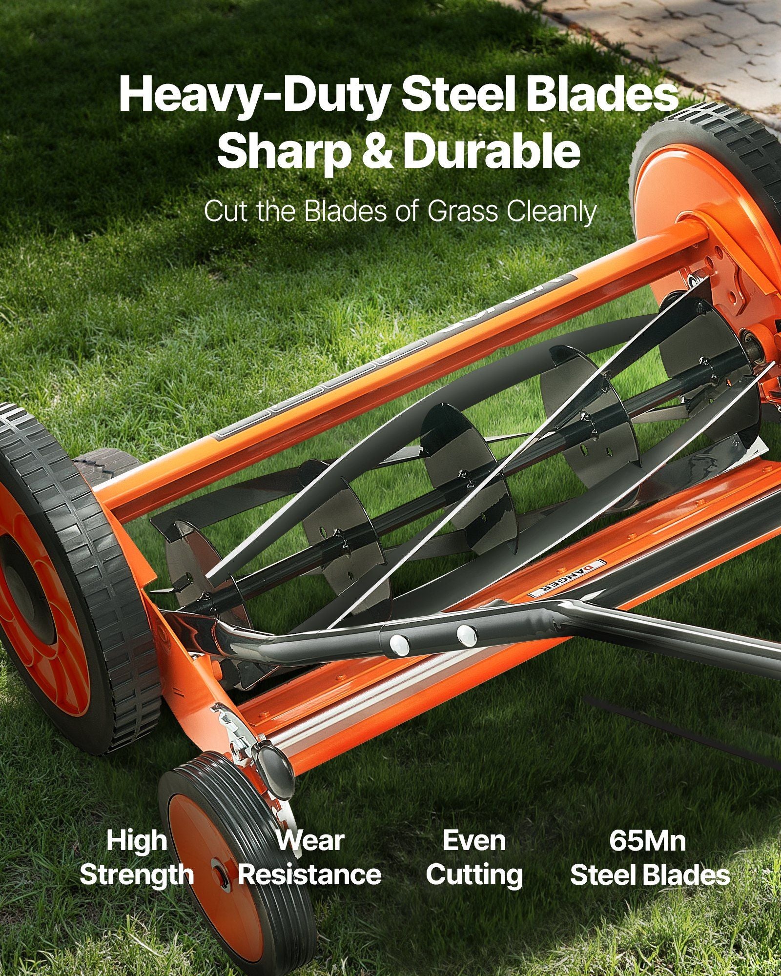 Eco-Friendly Push Lawn Mower Adjustable Height 18-Inch Reel Benefits