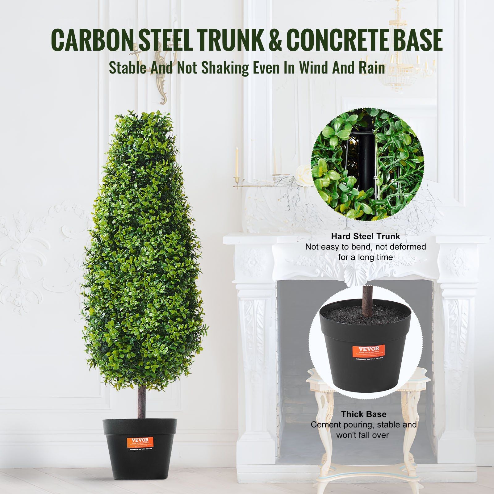 2 Pack Faux Boxwood Trees Features