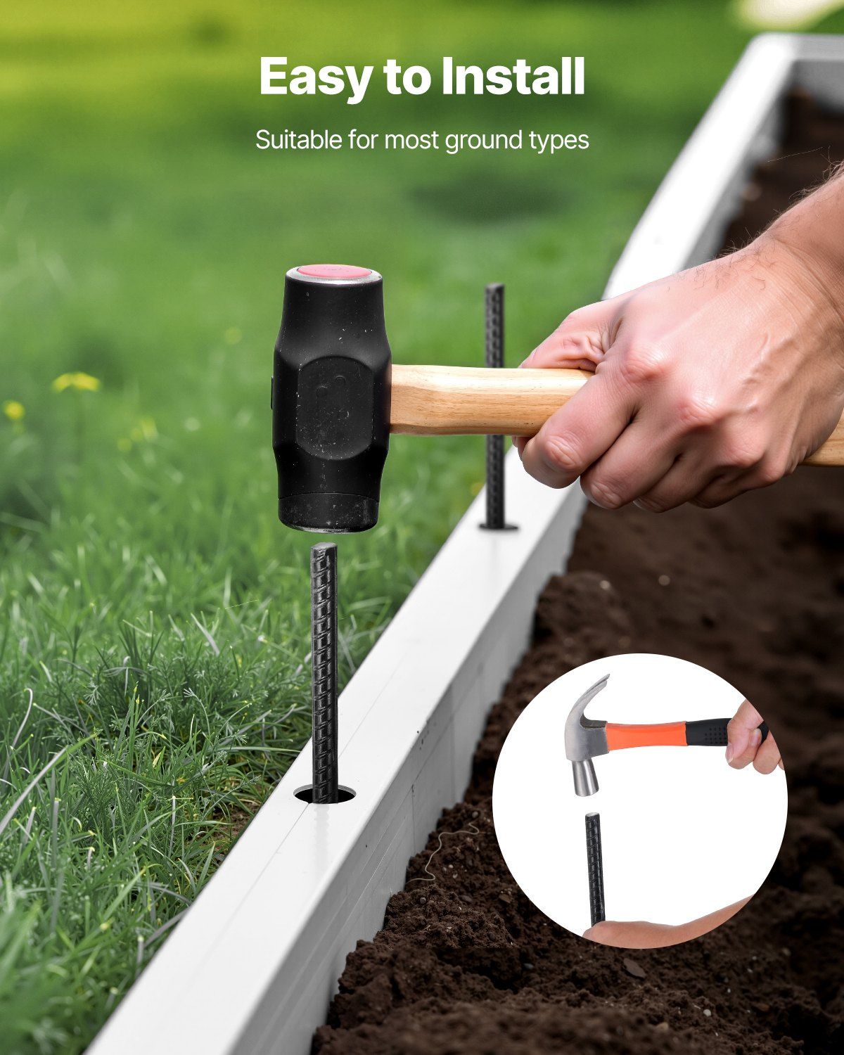 16" Steel Rebar Stakes Showing How To Use