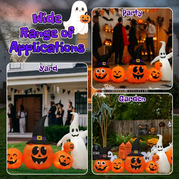 8FT Lighted Halloween Inflatable Pumpkins and Ghost Decoration Ideas