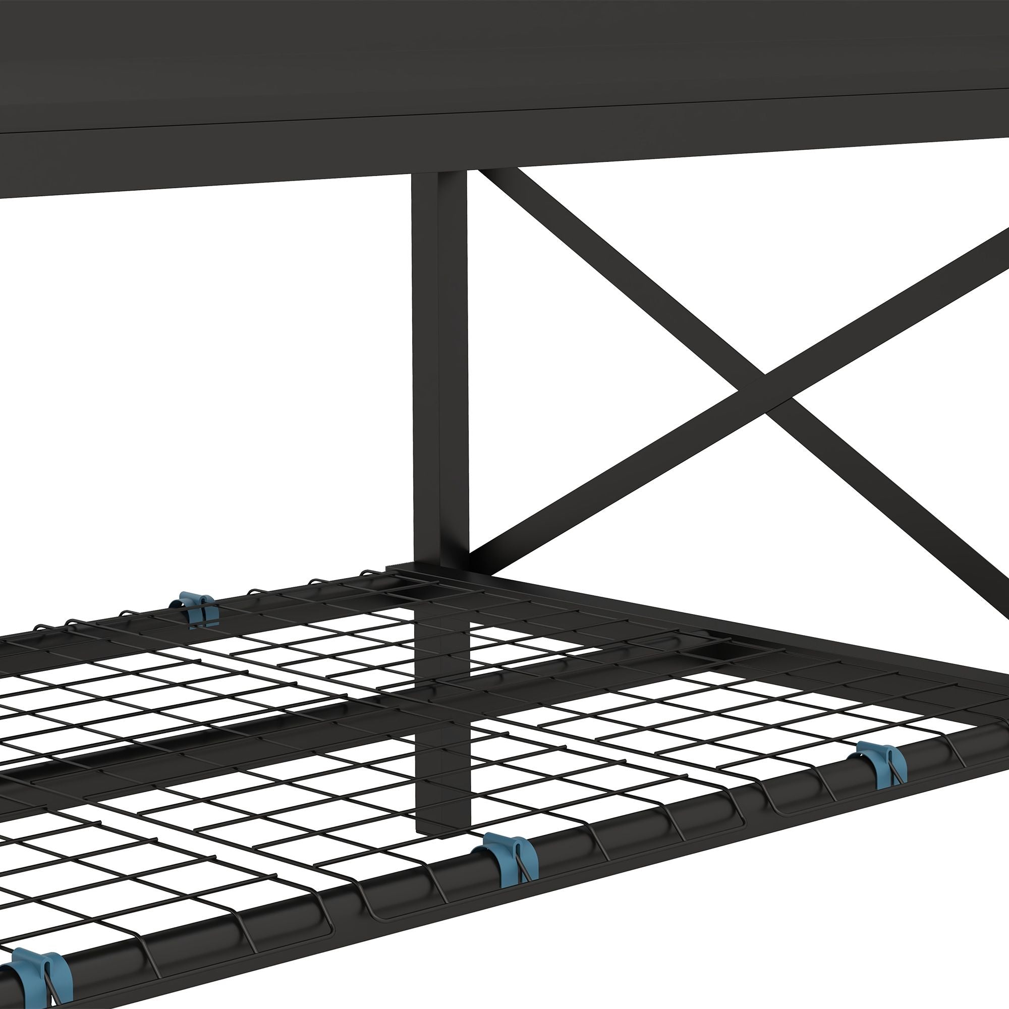 Black Galvanized Raised Garden Bed Showing Bottom Shelf