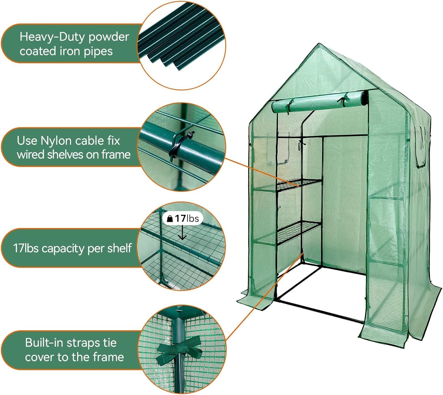 Garden Walk In Greenhouse Features