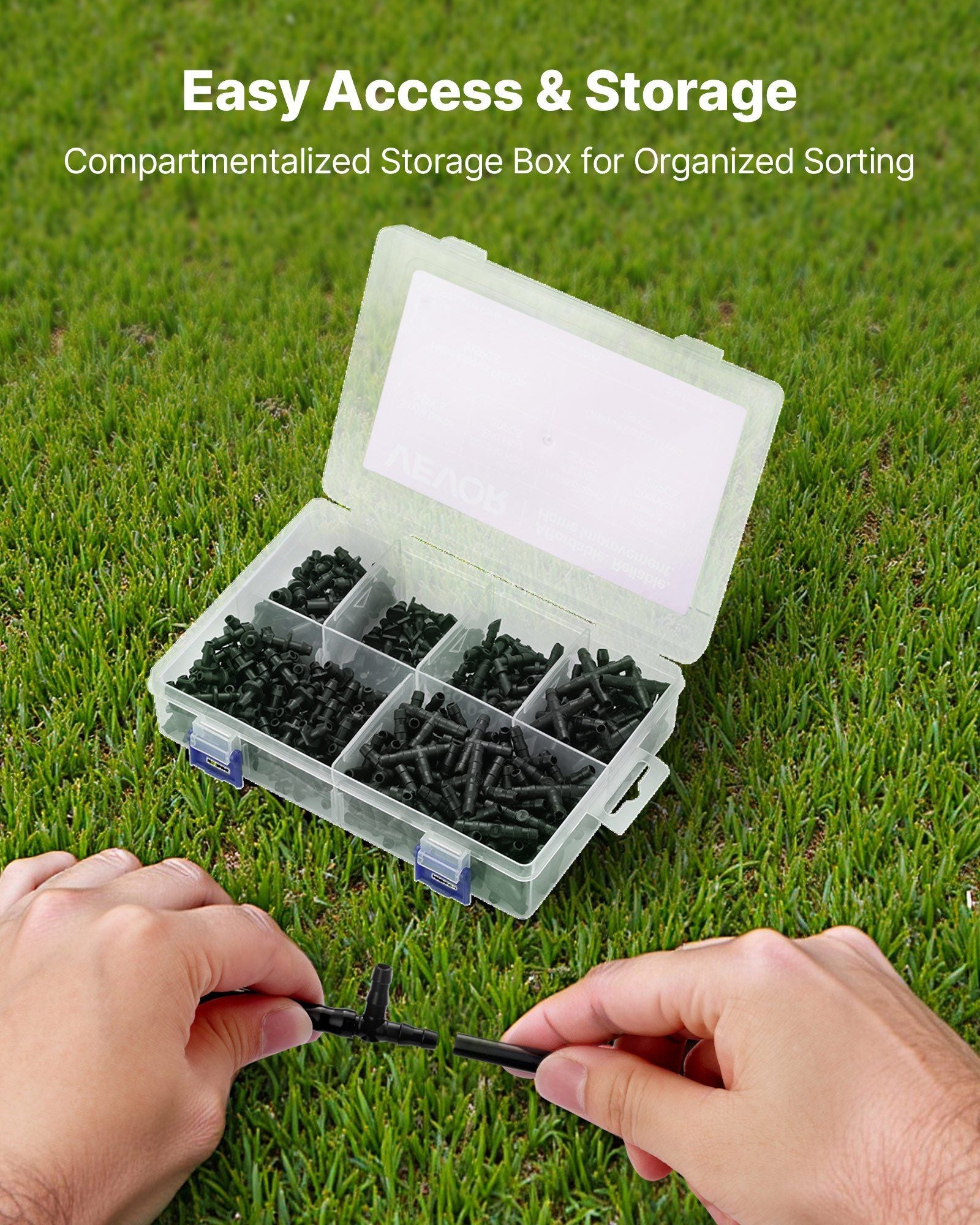 Complete 300Pcs Drip Irrigation Parts Set Shows Box Is Well Laid Out