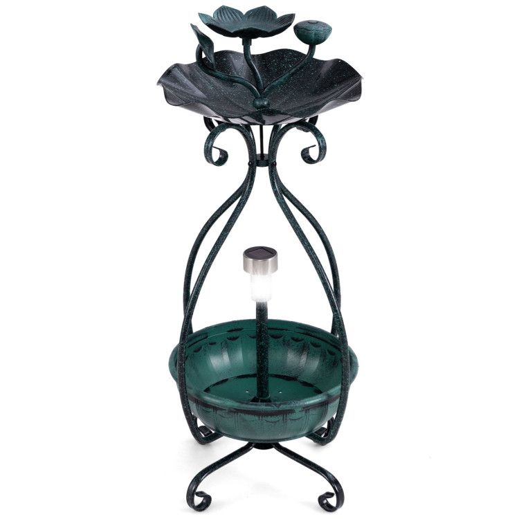 Garden Bird Bath & Feeder Combo with Solar Light Planter Before Adding Plants