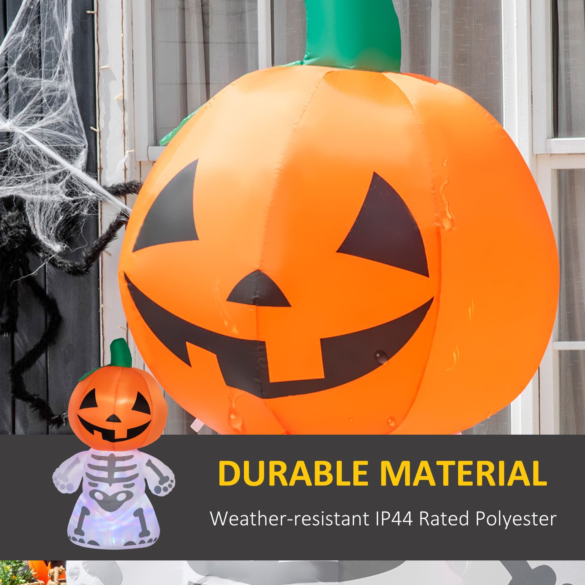 6ft Halloween Ghost Pumpkin Inflatable with LED Lights IP44