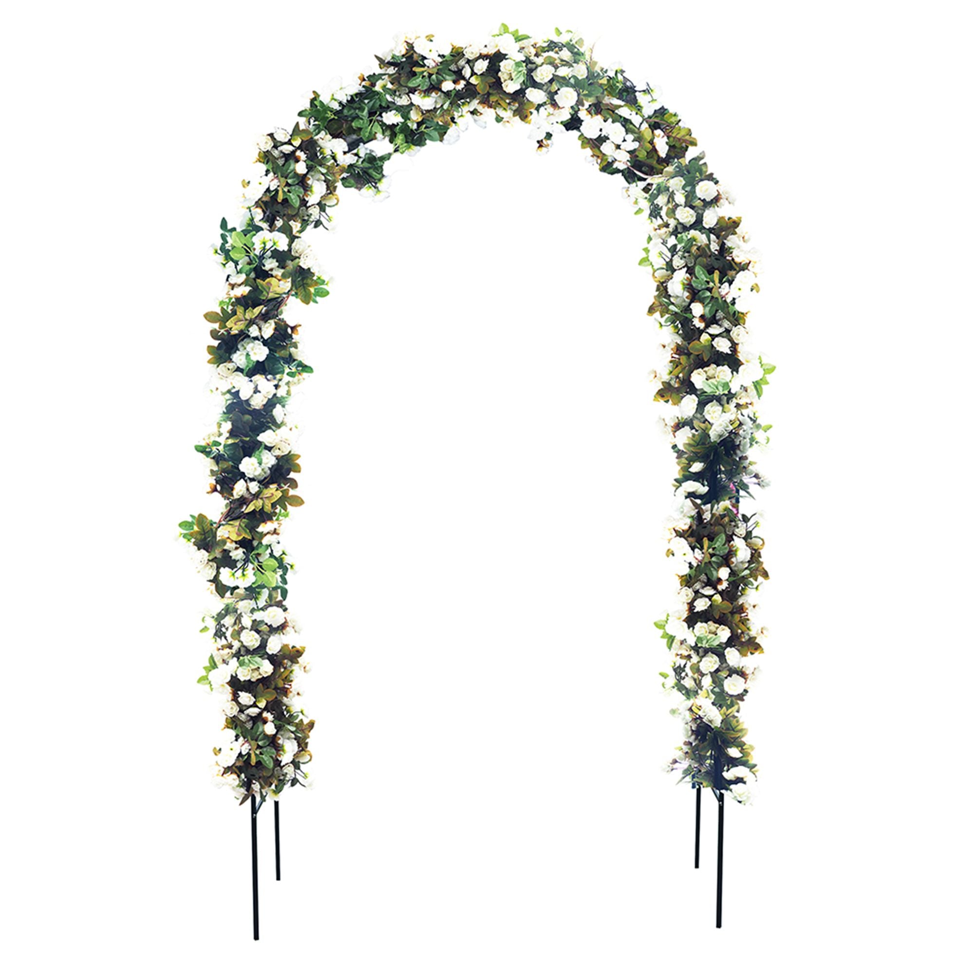 Dark Green Adjustable Garden Arch Trellis with Flowers On