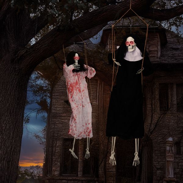 Halloween Hanging Ghosts in Spooky Garden