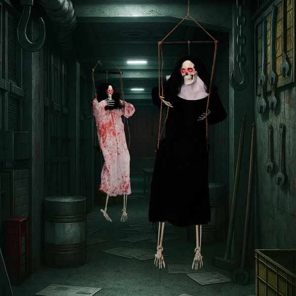 Halloween Hanging Ghosts in Cellar