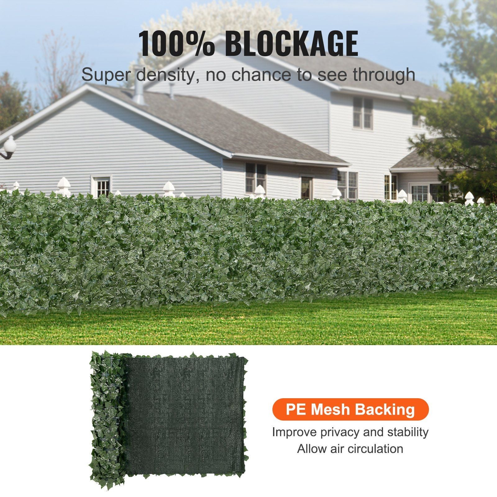 Balcony and Garden Privacy Fence with Artificial Ivy Leaves On Garden Fence Showing How Thick it Is