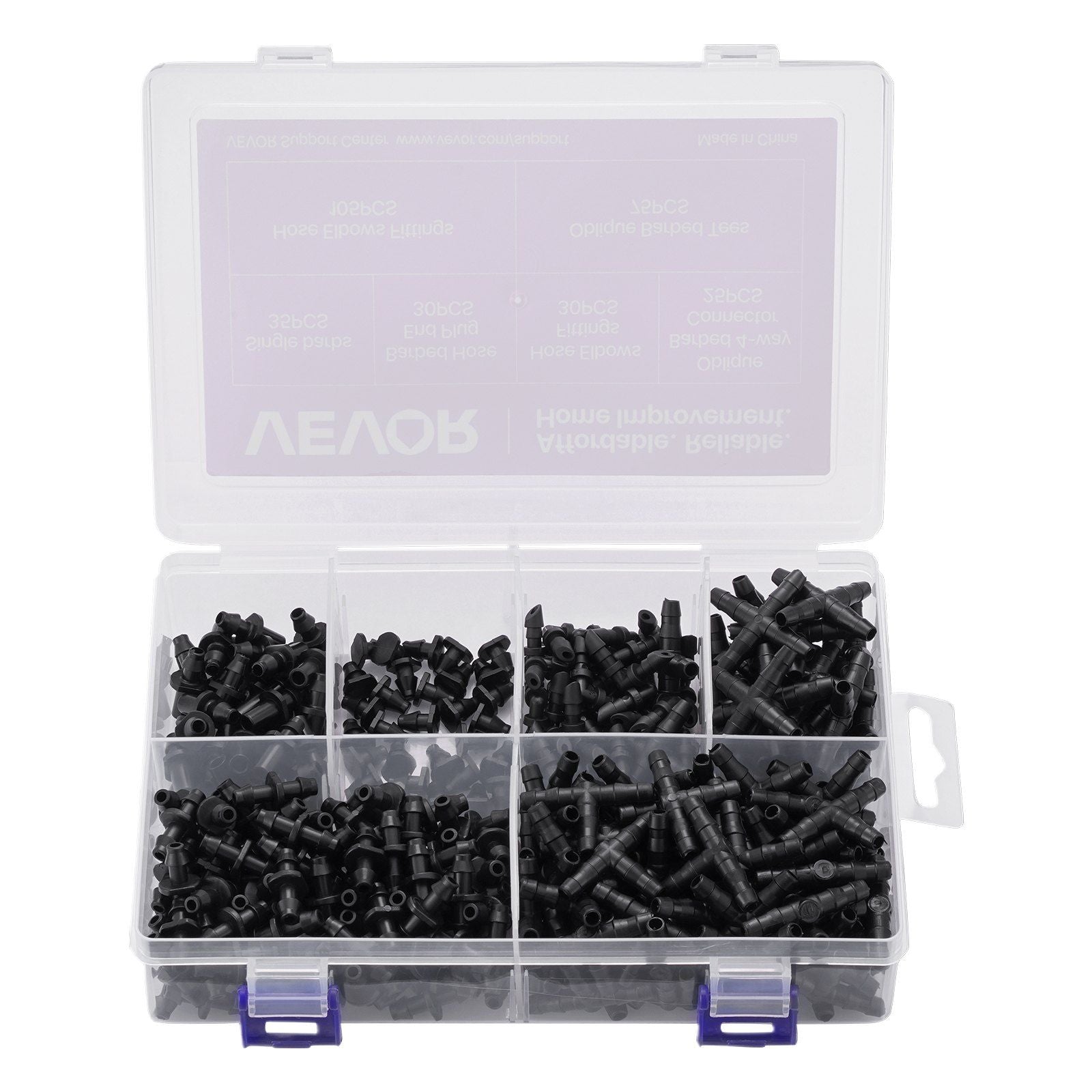 Complete 300Pcs Drip Irrigation Parts Set Open Parts Box Straight On