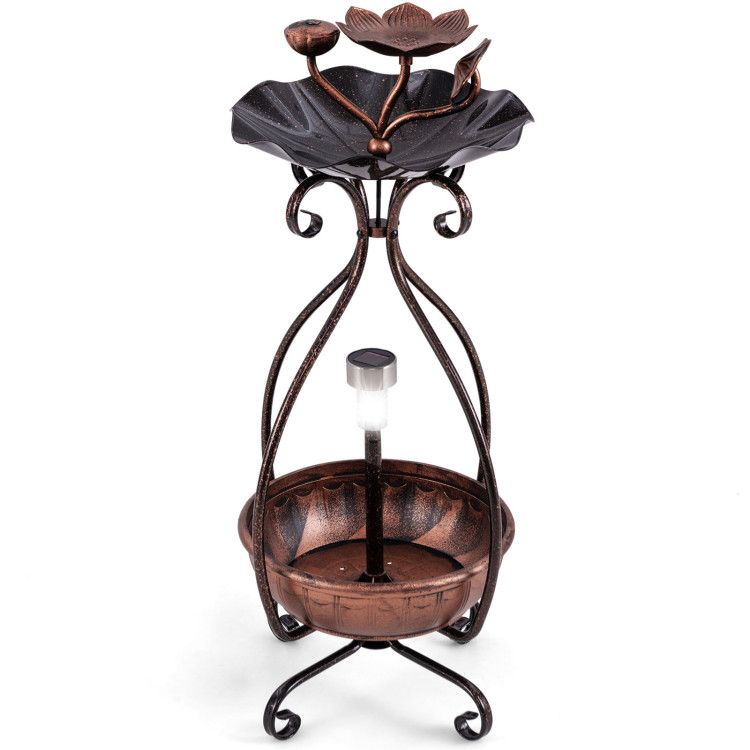 Garden Bird Bath & Feeder Combo with Solar Light Planter How It Looks before Planting Flowers