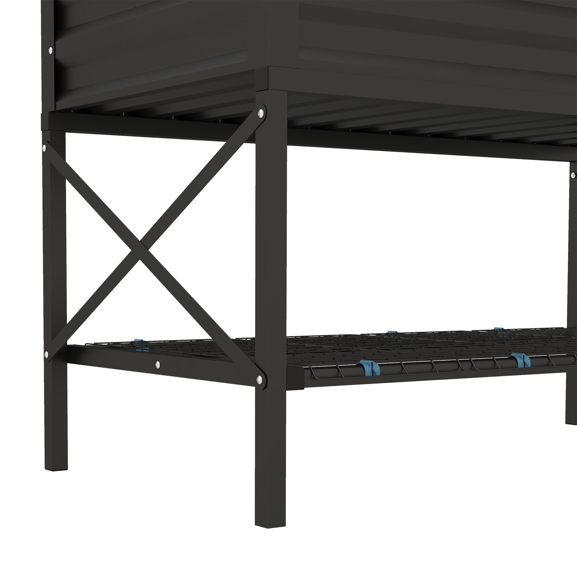 Black Galvanized Raised Garden Bed Showing How The Side Looks After Construction