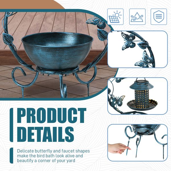 Bird Bath with Solar Bird Feeder and Planter Pedestal Product Details