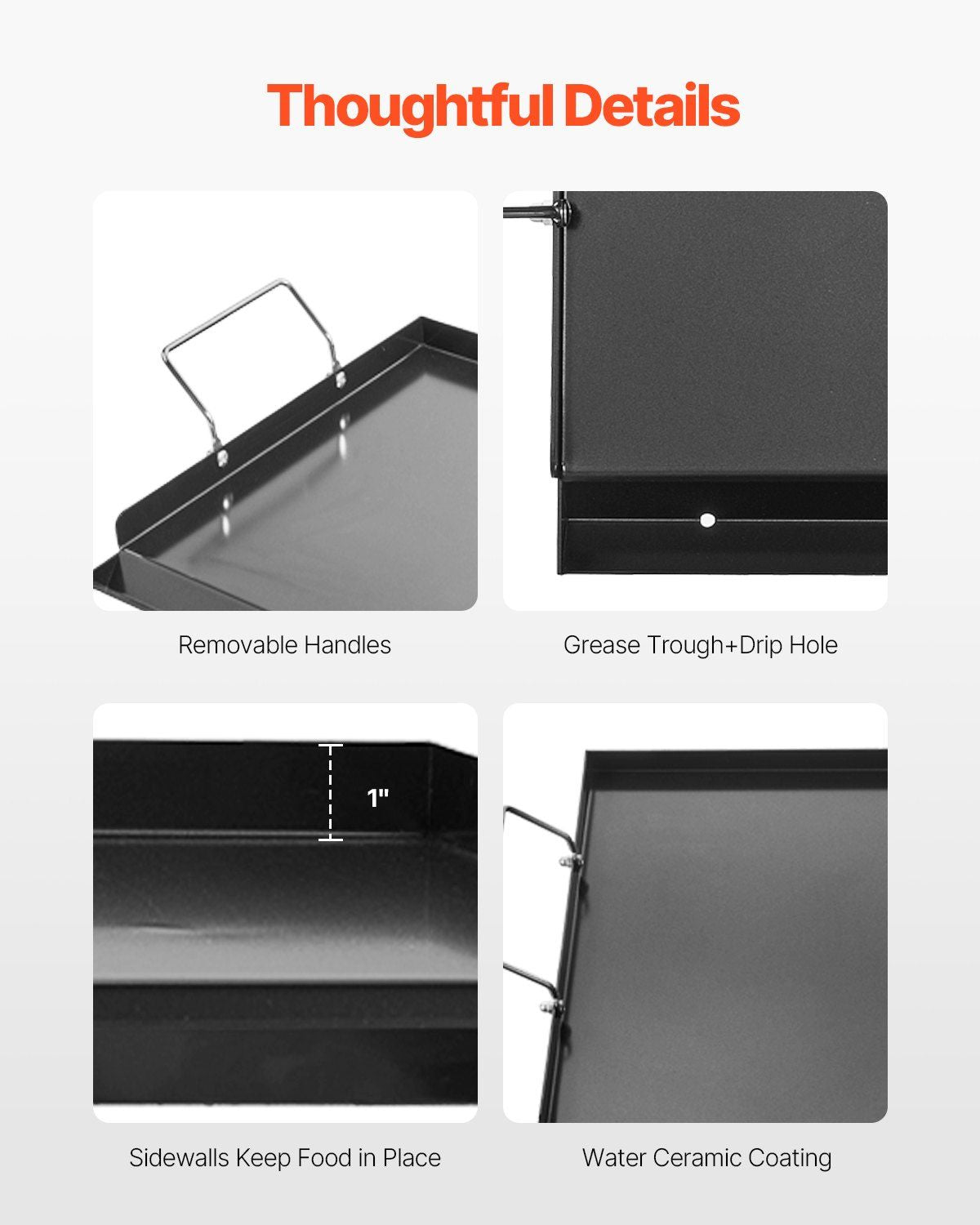 Flat Top BBQ Grill Pan Features