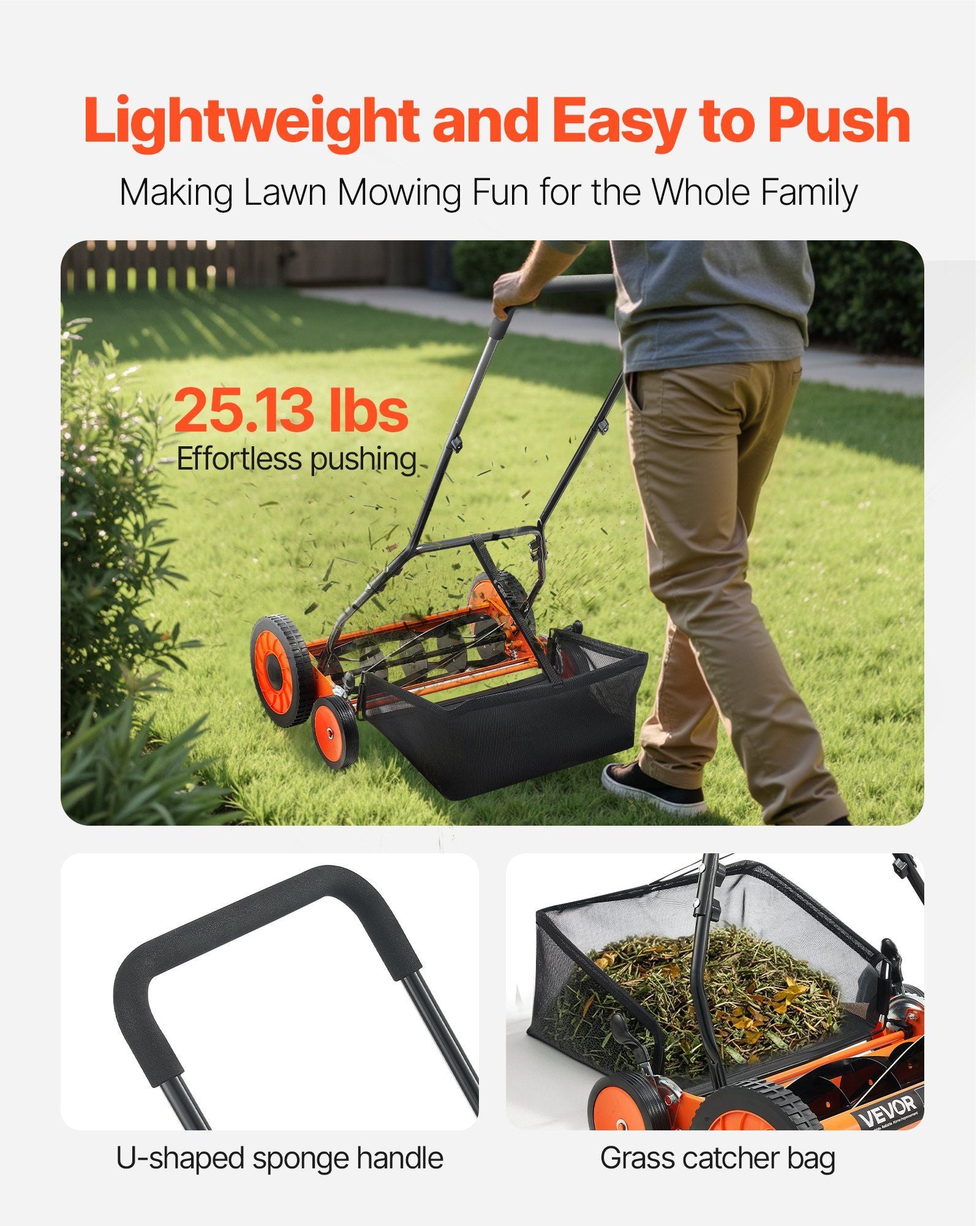 Eco-Friendly Push Lawn Mower Adjustable Height 18-Inch Reel Features & Benefits