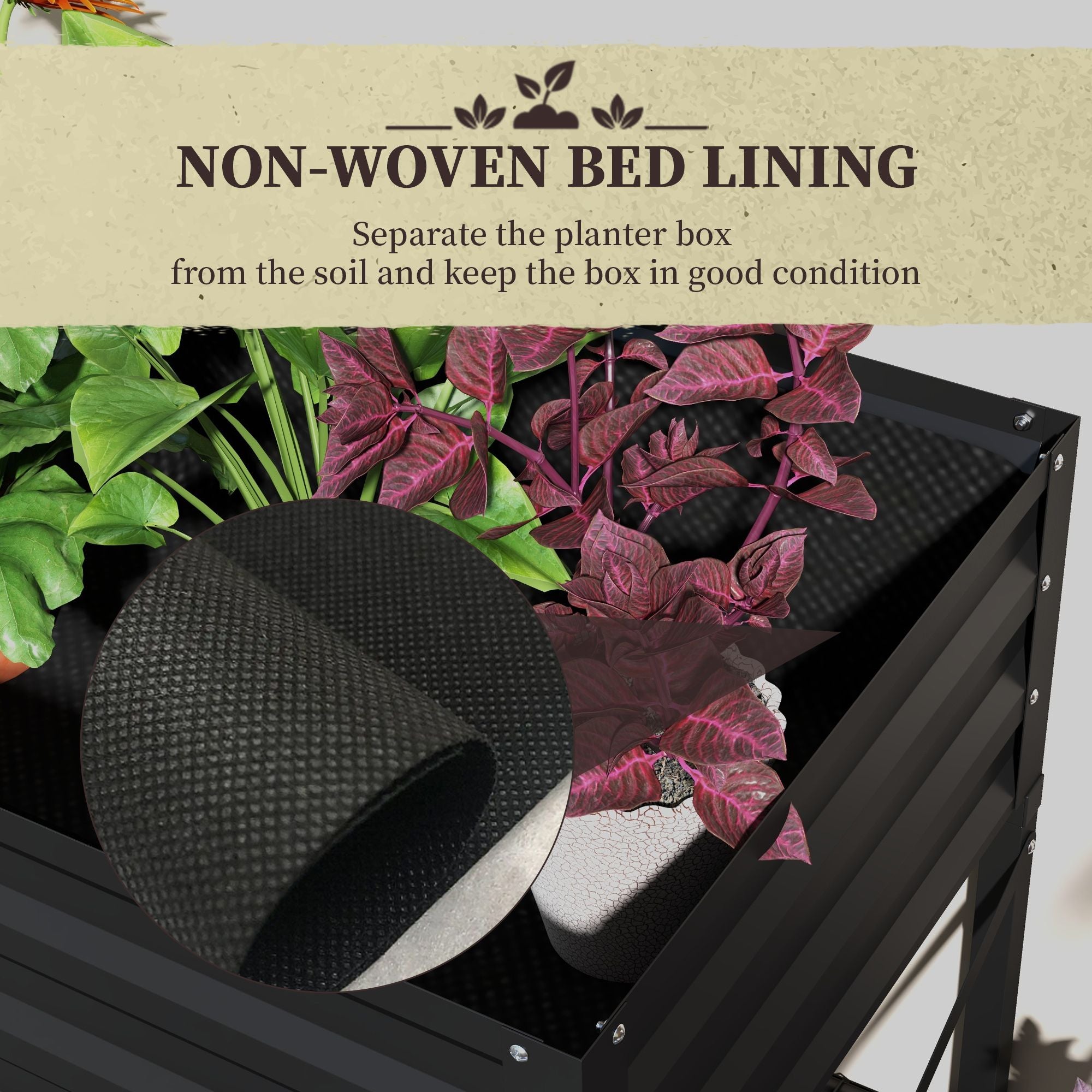 Black Galvanized Raised Garden Bed Highlighting Benefit Of Liner
