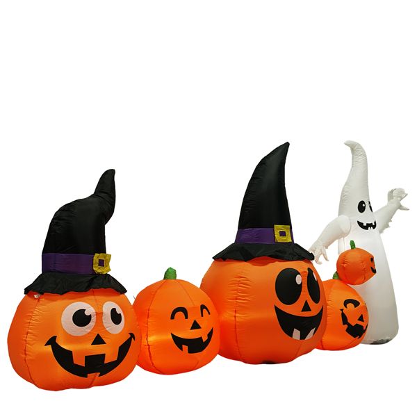 8FT Lighted Halloween Inflatable Pumpkins and Ghost Decoration