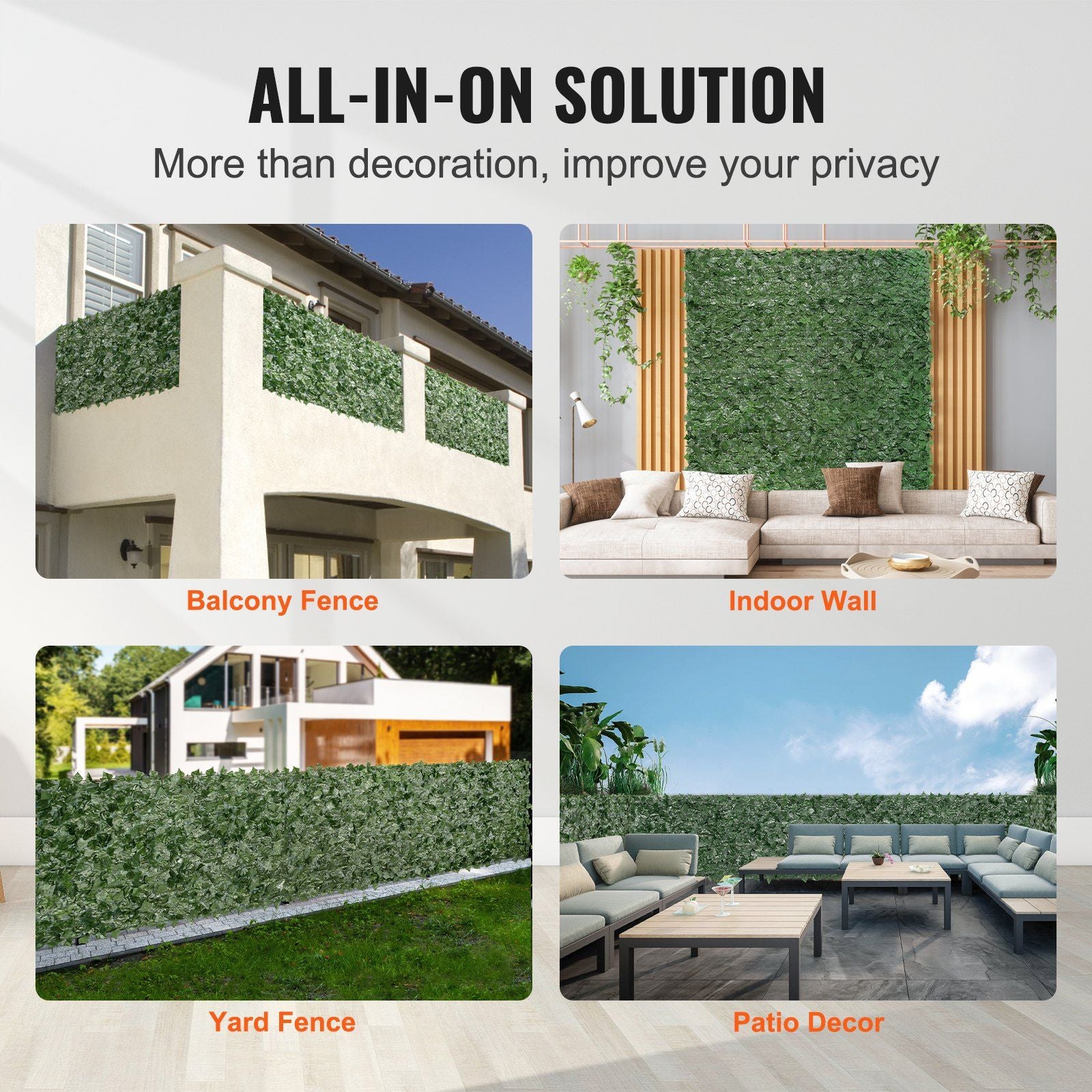 Balcony and Garden Privacy Fence with Artificial Ivy Leaves Ideas For Uses
