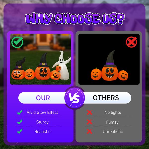 8FT Lighted Halloween Inflatable Pumpkins and Ghost Decoration Comparison