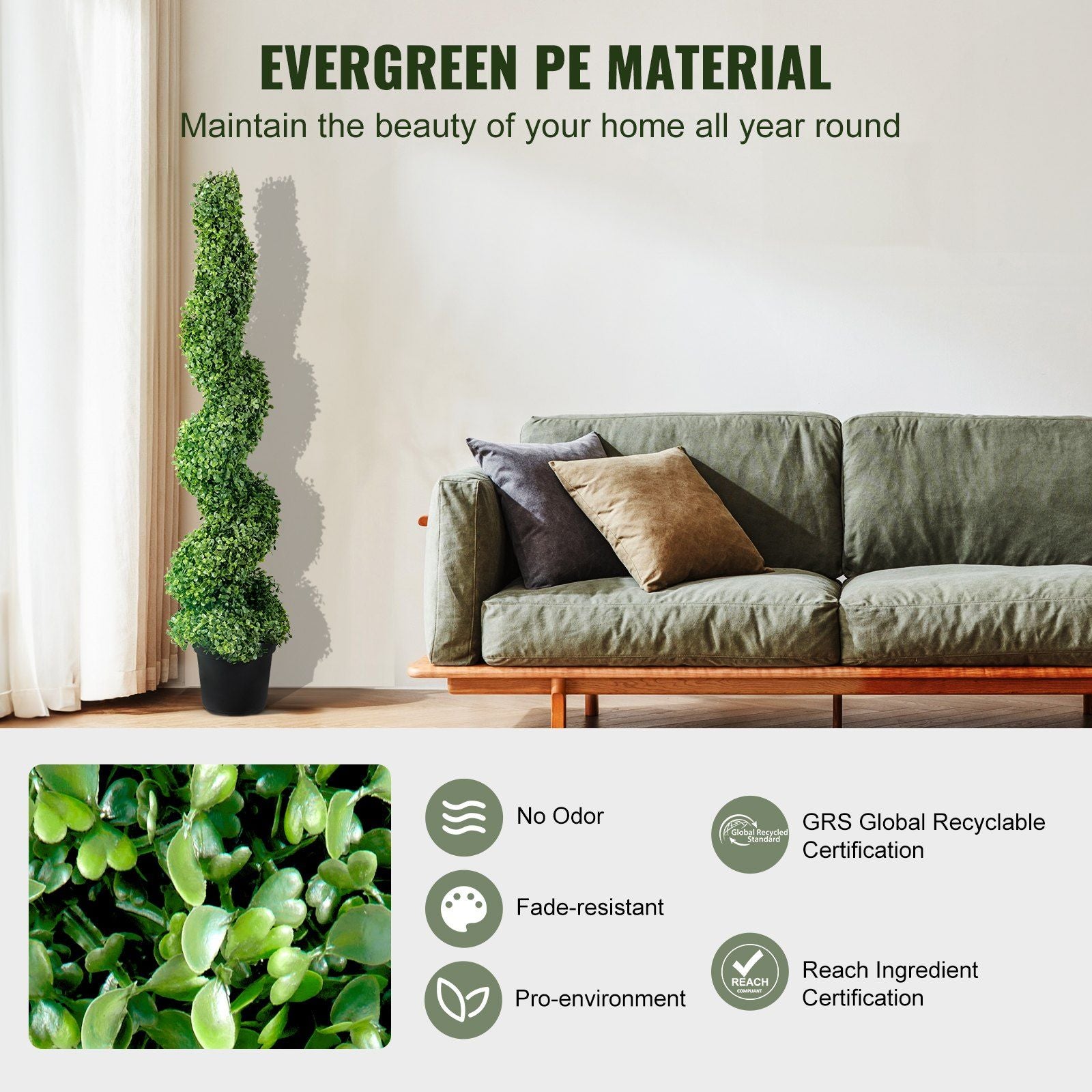 Decorative Spiral Boxwood Towers in Setting with More Benefits