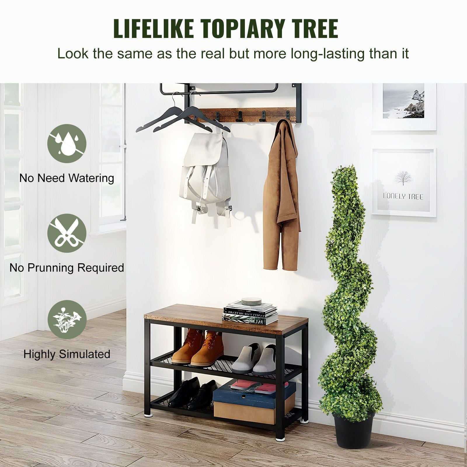 Decorative Spiral Boxwood Towers In Setting with Benefits
