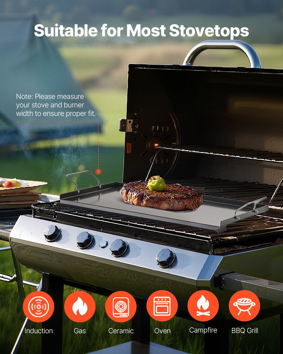 Flat Top BBQ Grill Pan Suitable Cooking Methods