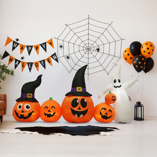 8FT Lighted Halloween Inflatable Pumpkins and Ghost Decoration with Other Products
