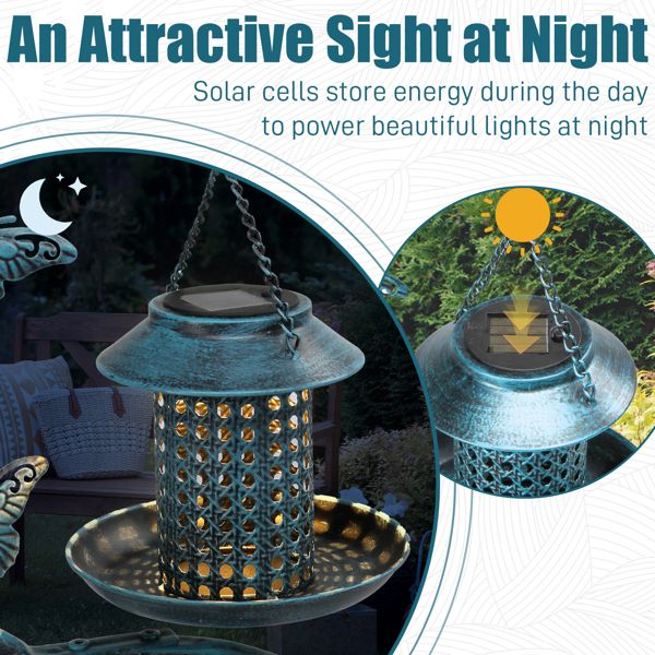 Bird Bath with Solar Bird Feeder and Planter Pedestal Solar Information