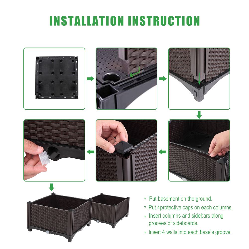 Brown Rectangle Elevated Planters Assembly Instructions