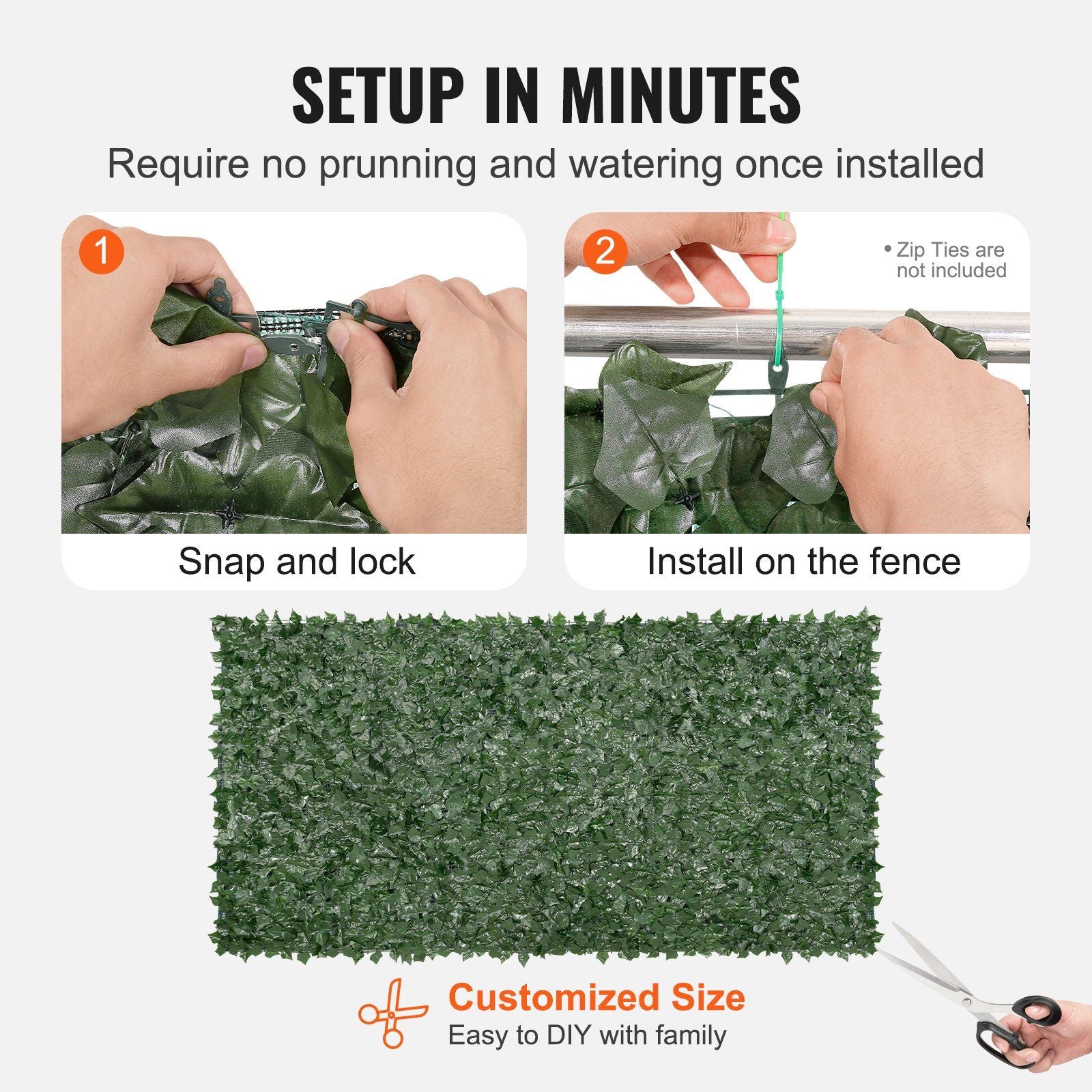 Balcony and Garden Privacy Screen with Artificial Ivy Leaves Installation Instructions