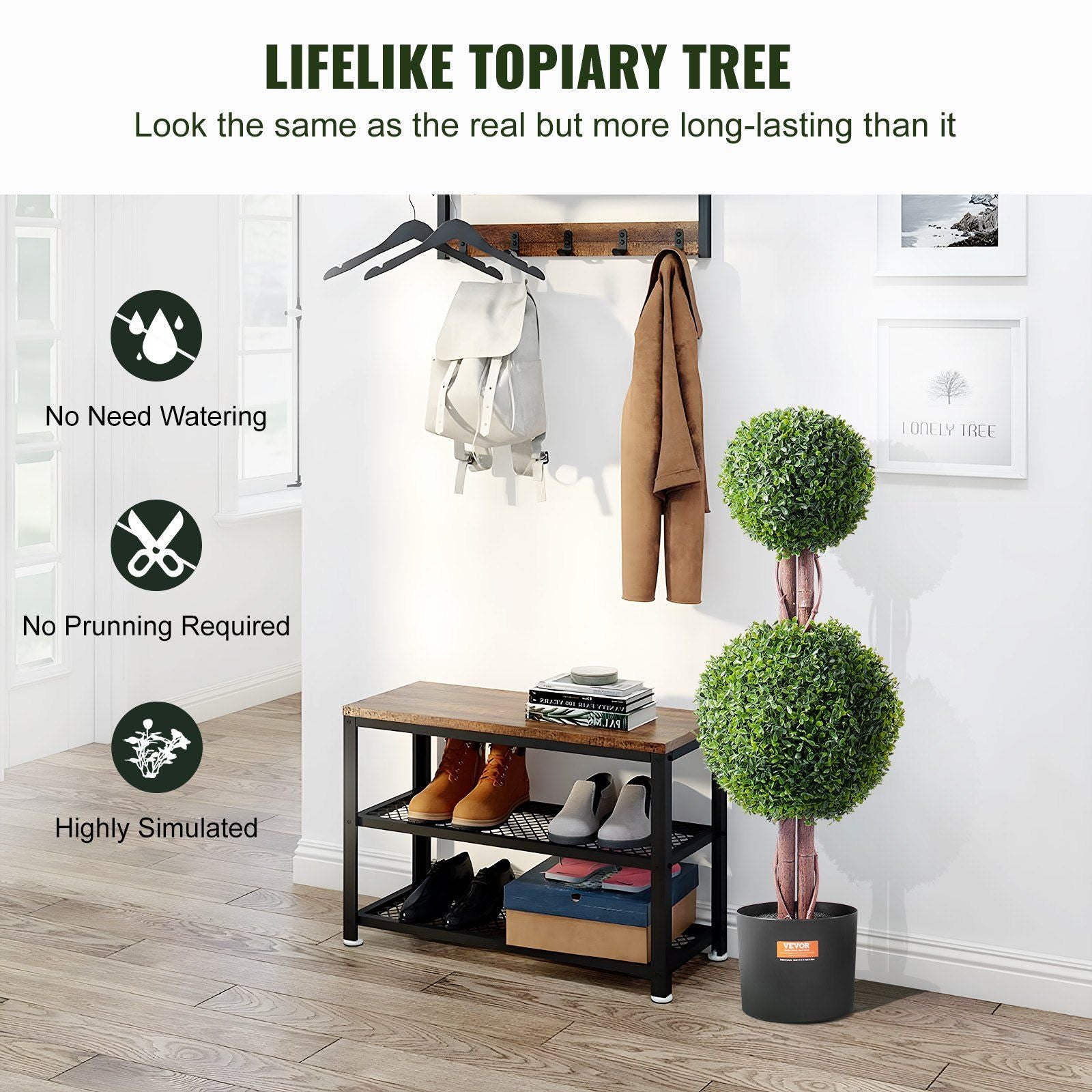 Artificia l Boxwood Topiary Trees In Setting with Benefits
