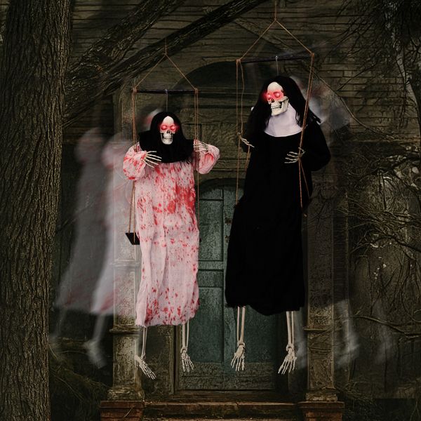 Halloween Hanging Ghosts Scene Swinging