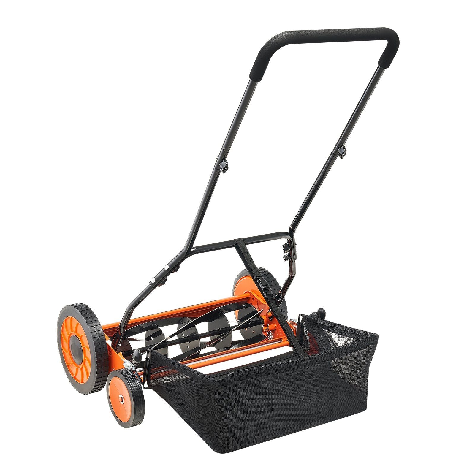 Eco-Friendly Push Lawn Mower Adjustable Height 18-Inch Reel View From Behind
