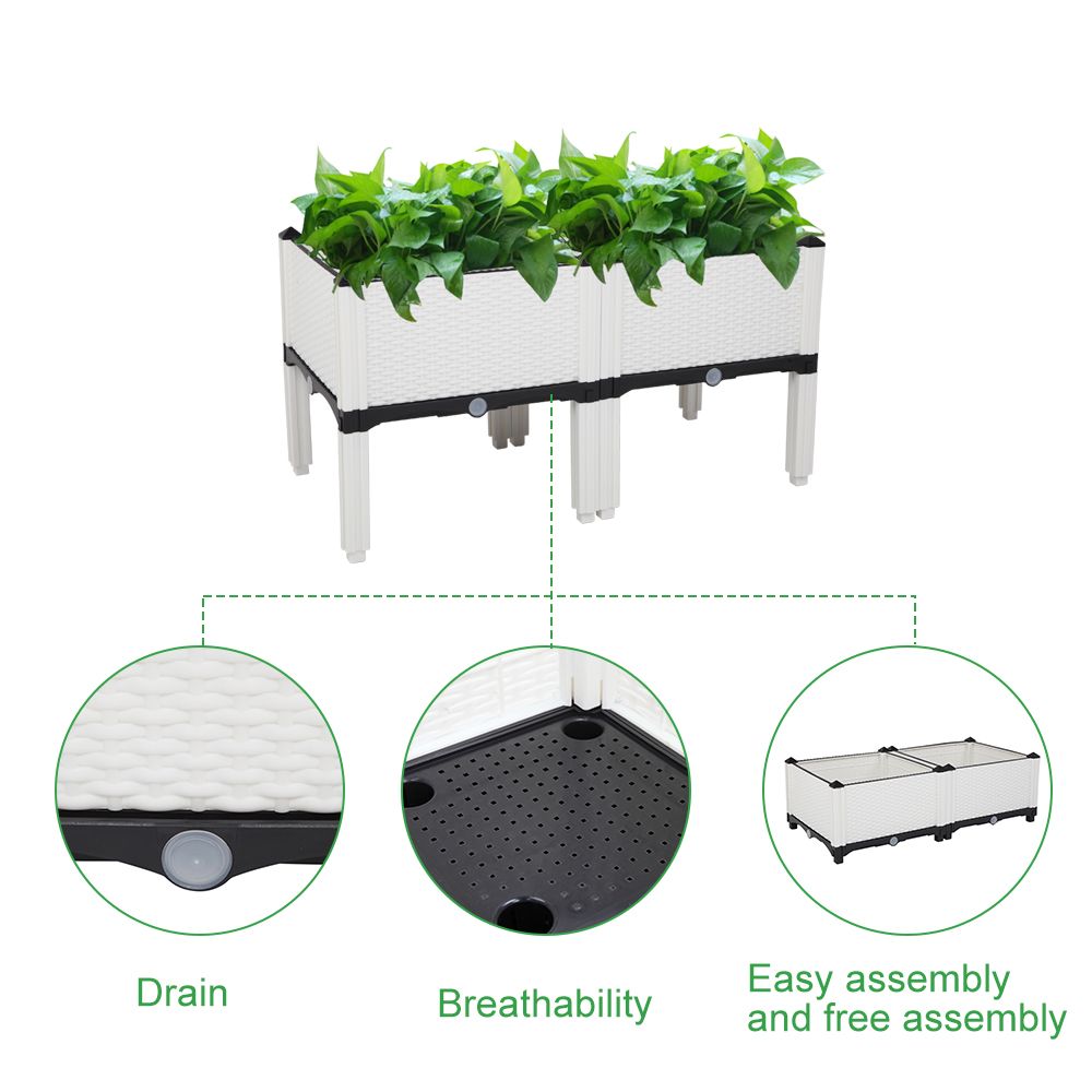 White Rectangle Elevated Planters Benefits