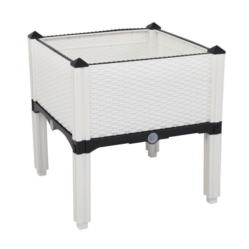 White Rectangle Elevated Planters, 1 Planter on Legs