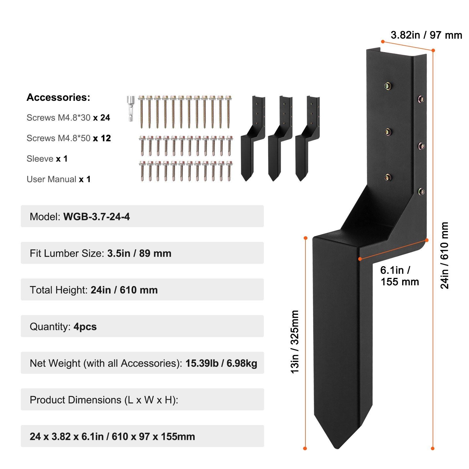 Steel Fence Post Repair Kit What's In The Kit & Dimensions