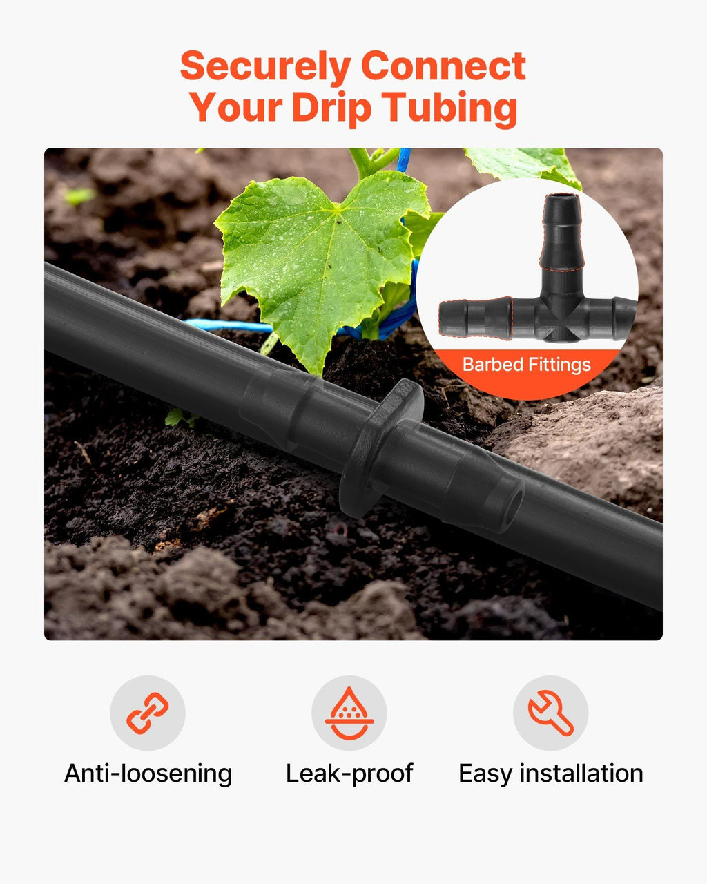 Complete 300Pcs Drip Irrigation Parts Set Shows Fitting In Tubing