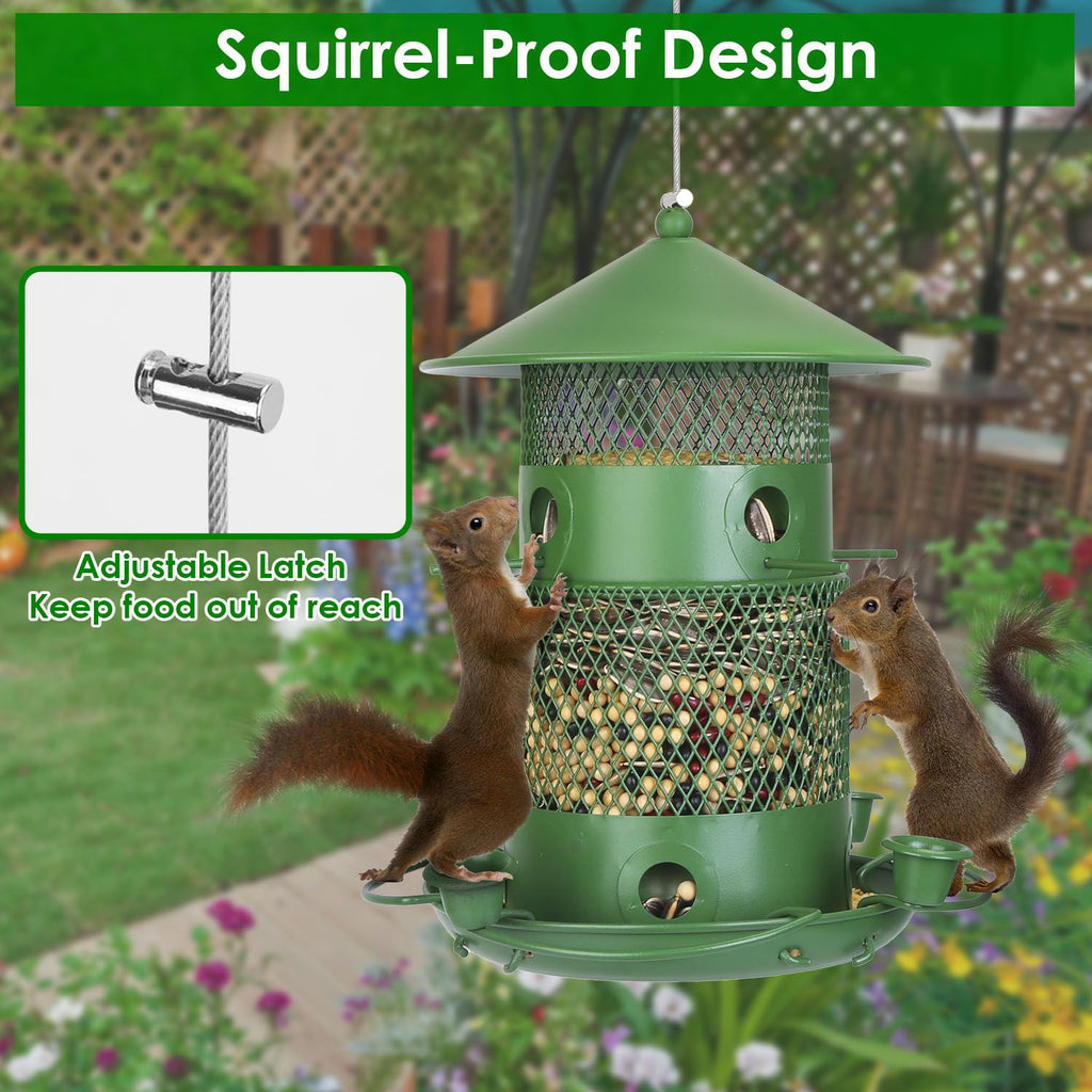 Wild Bird Seed Feeder with Water Cups and Perches Squirrel Proof