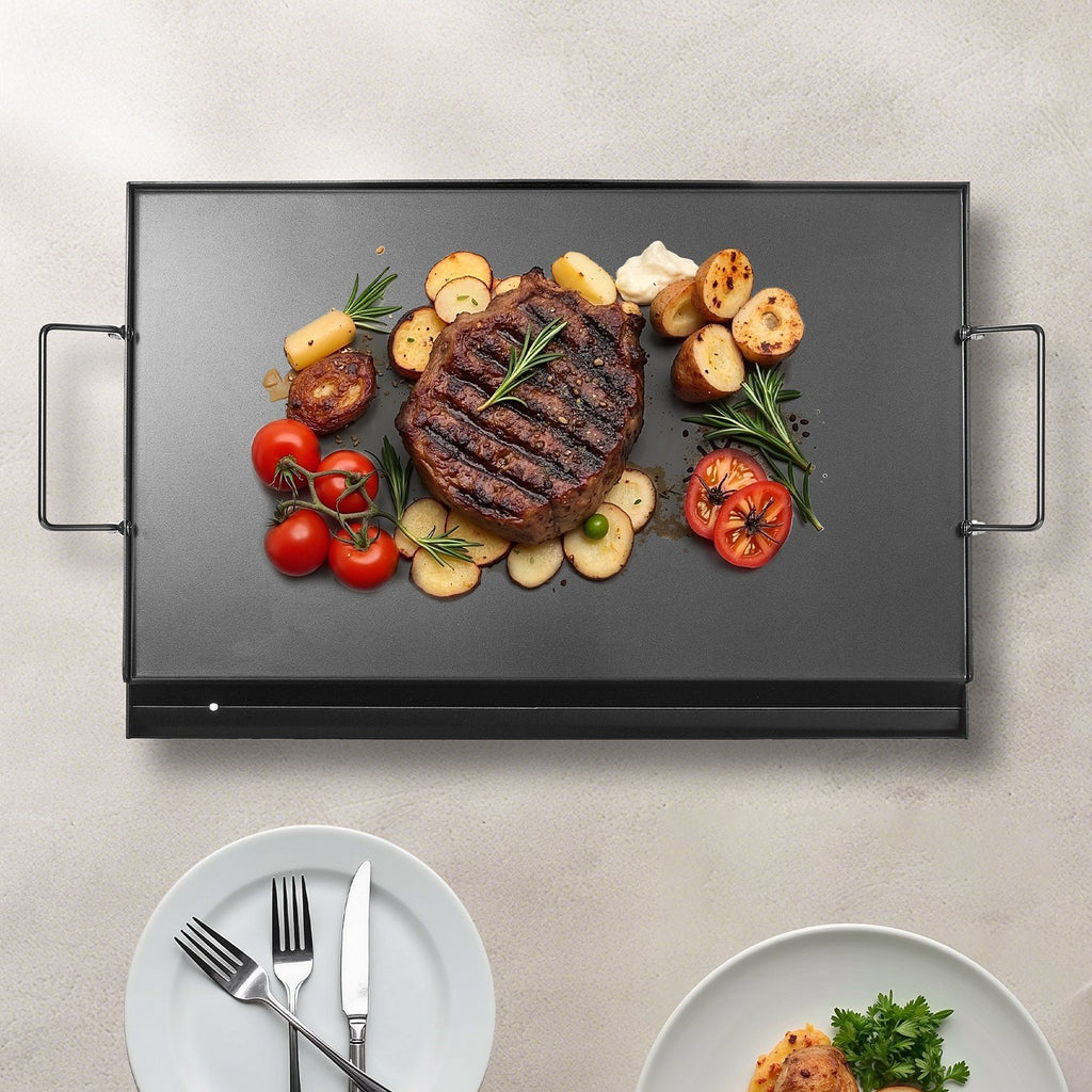 Flat Top BBQ Grill Pan With Steak & Vegetables
