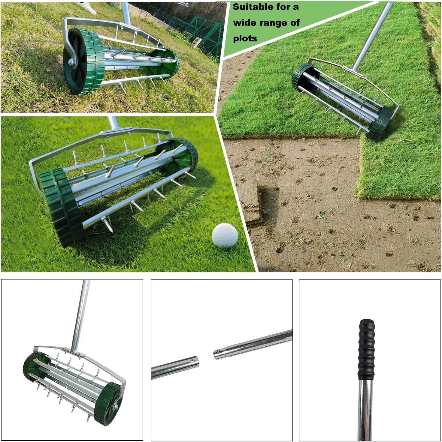 Heavy Duty Rolling Lawn Aerator In Use