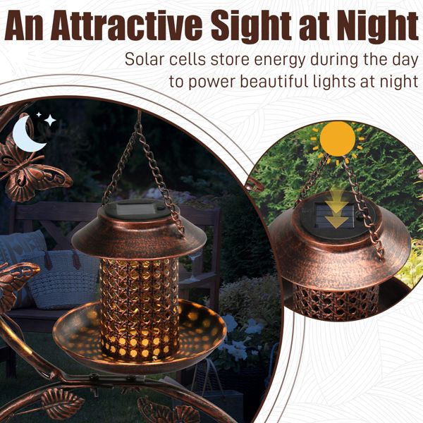 Solar Powered Bird Feeder, Bath and Decorative Planter Stand Solar Information