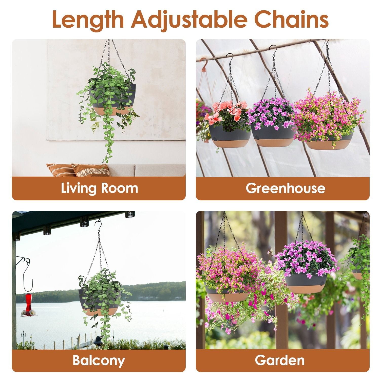Hanging Plant Pots with Drainage and Tray Hanging Ideas