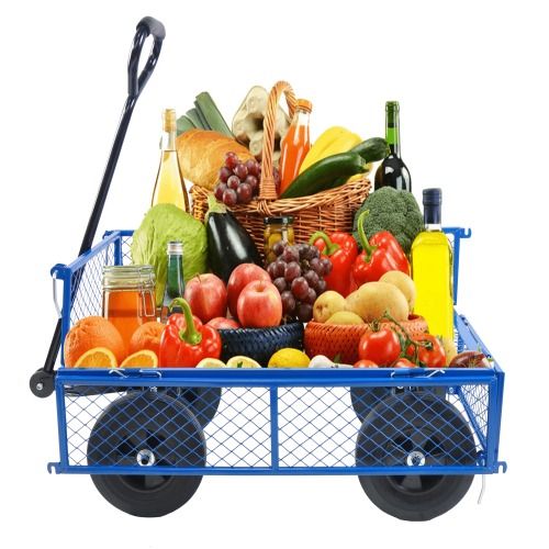 Heavy Duty Steel Garden Cart for Easy Outdoor Hauling Carrying Groceries