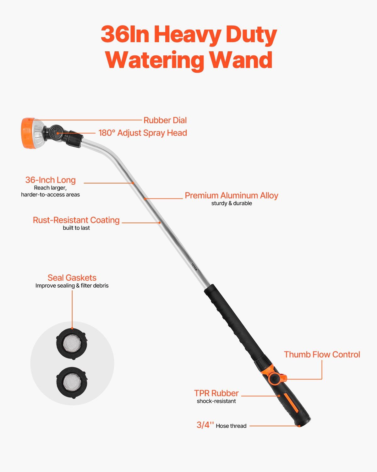Long Reach 36" Hose Wand Features