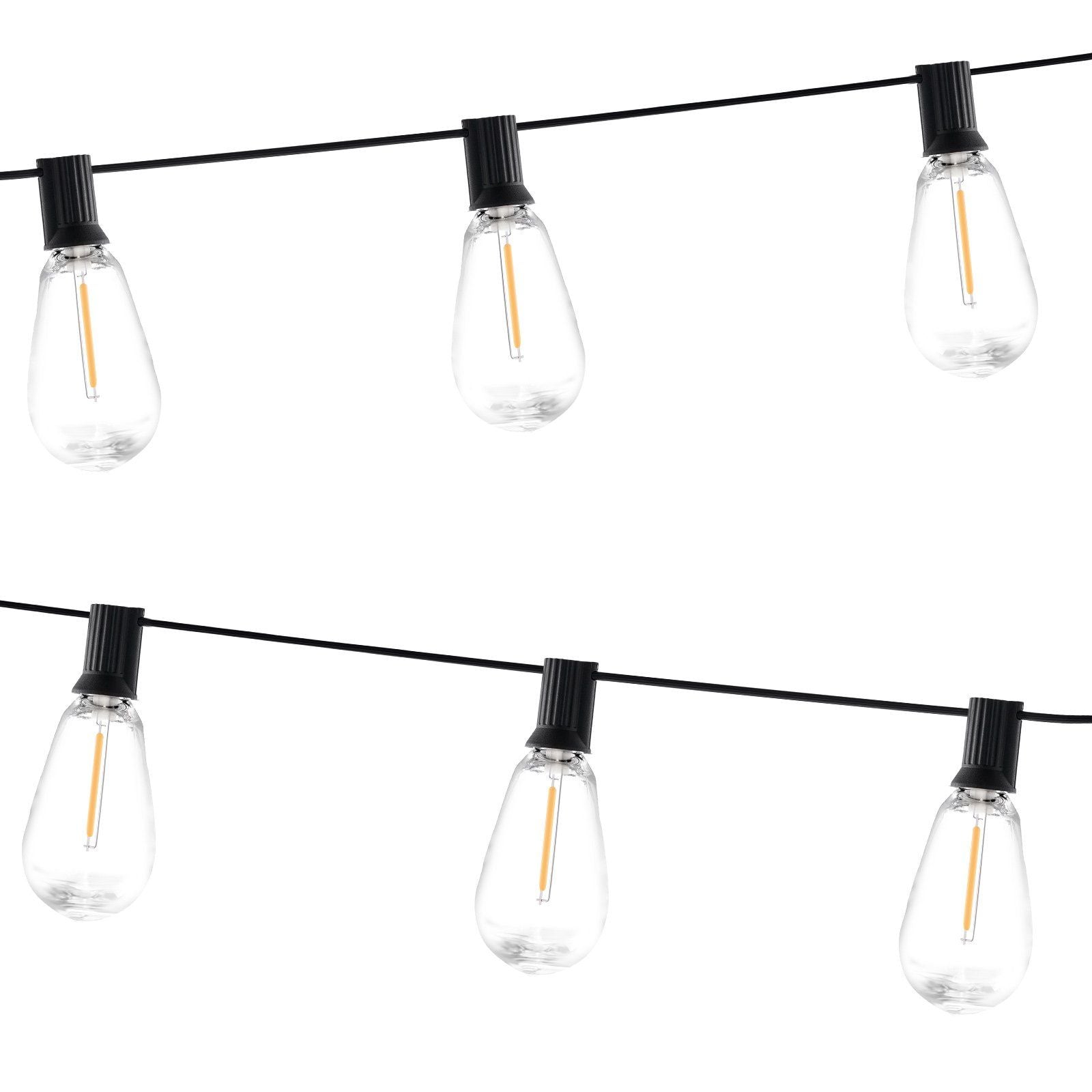Outdoor LED String Lights 50FT With 15 Shatterproof Bulbs Close Up