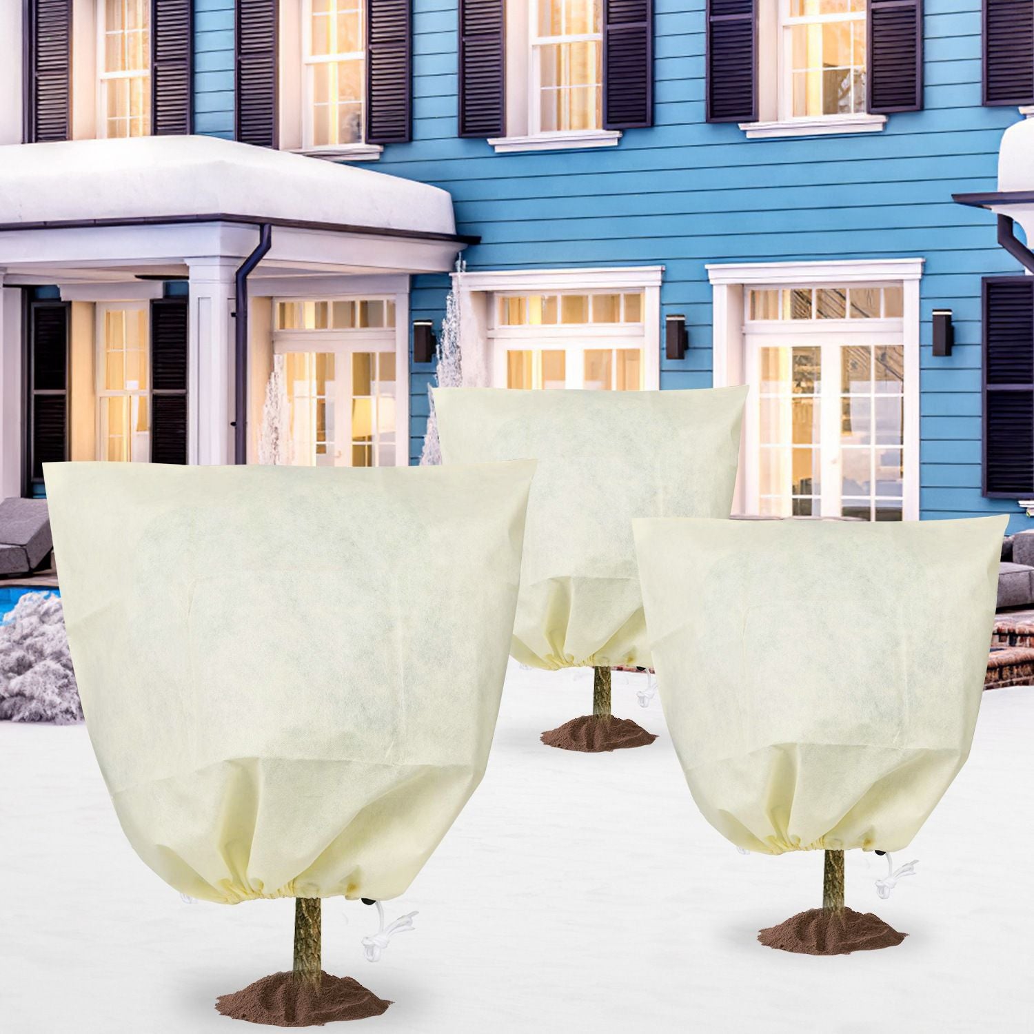 Plant Frost Cover Bags In A Garden